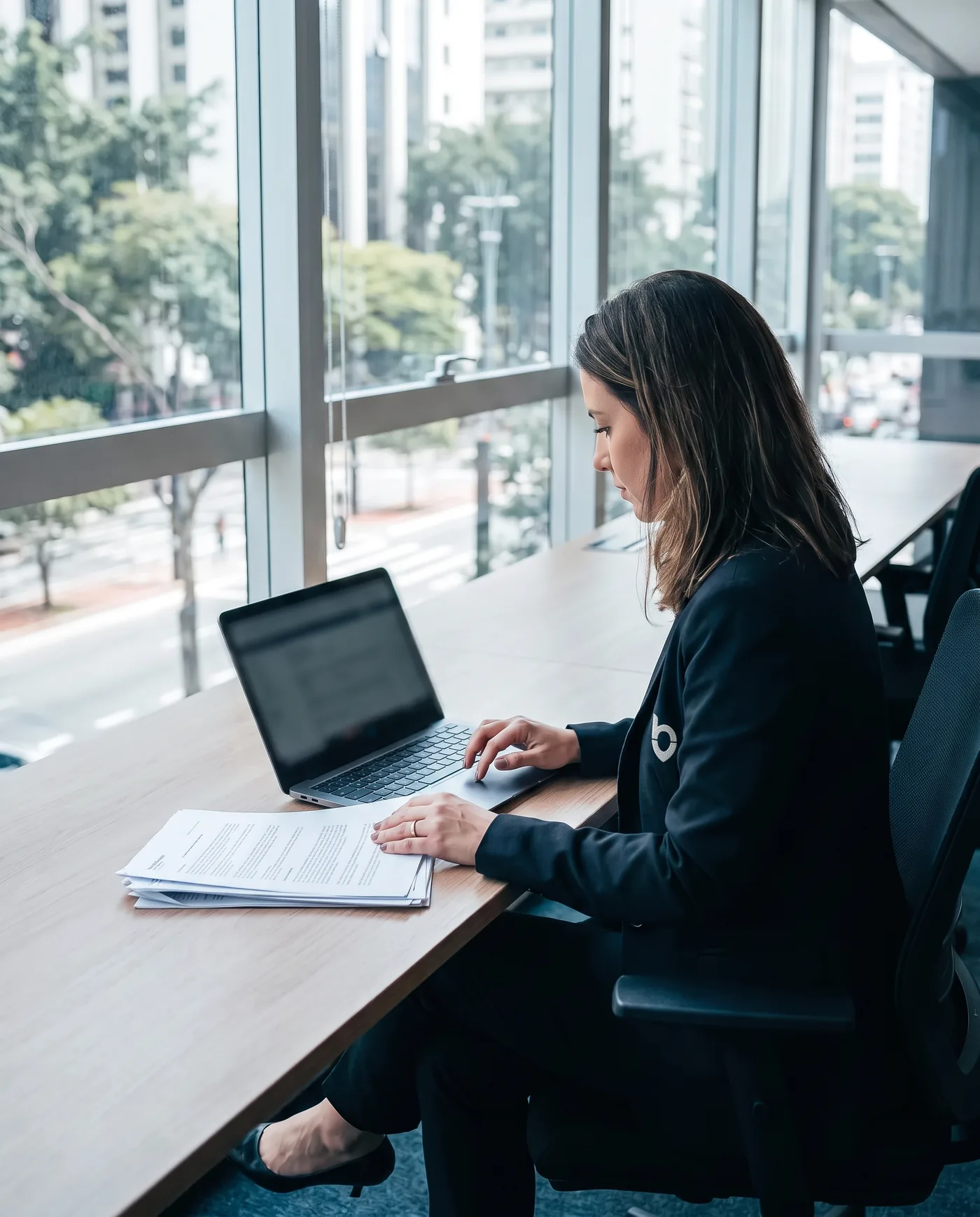 Auxiliar administrativo trabalhando no computador