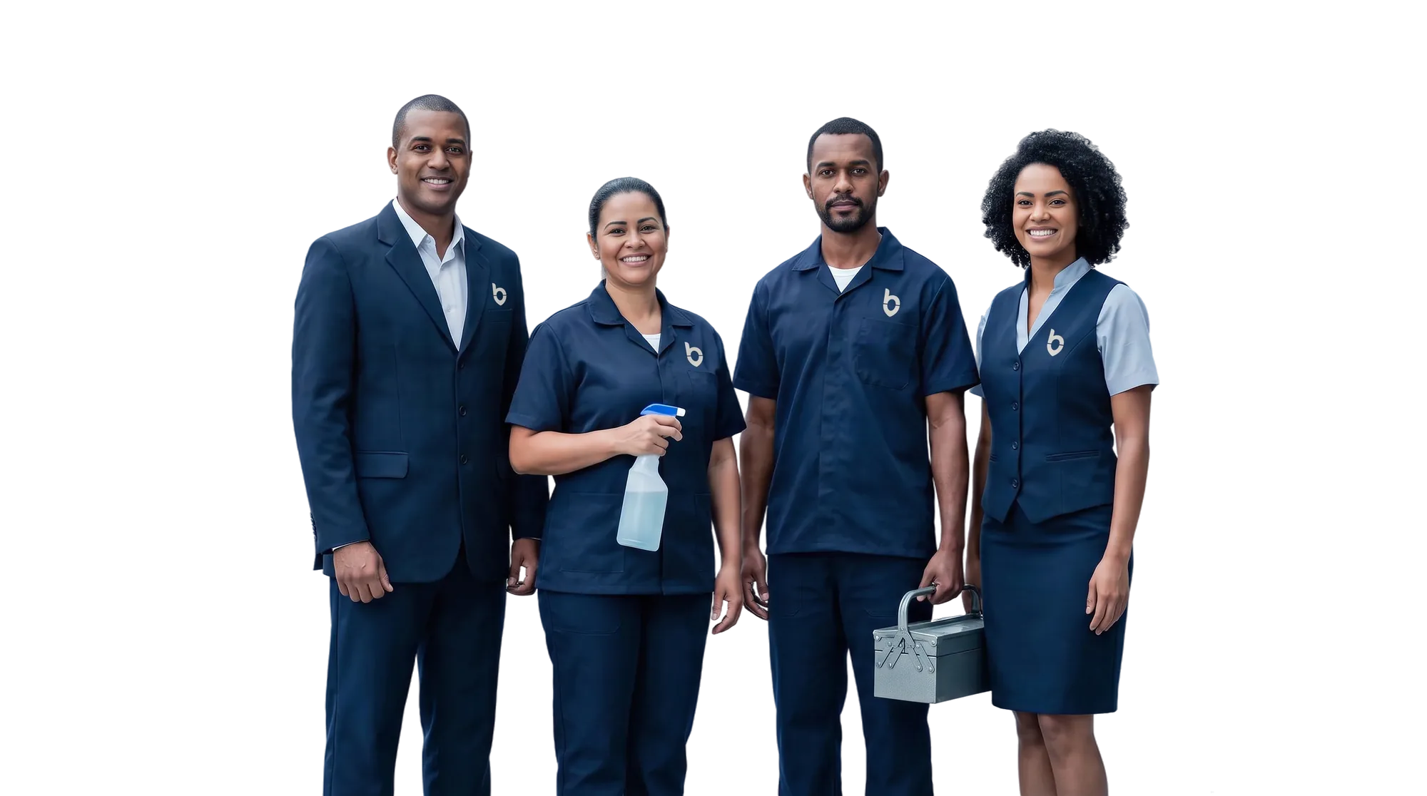 Equipe de profissionais uniformizados da Bela Vista